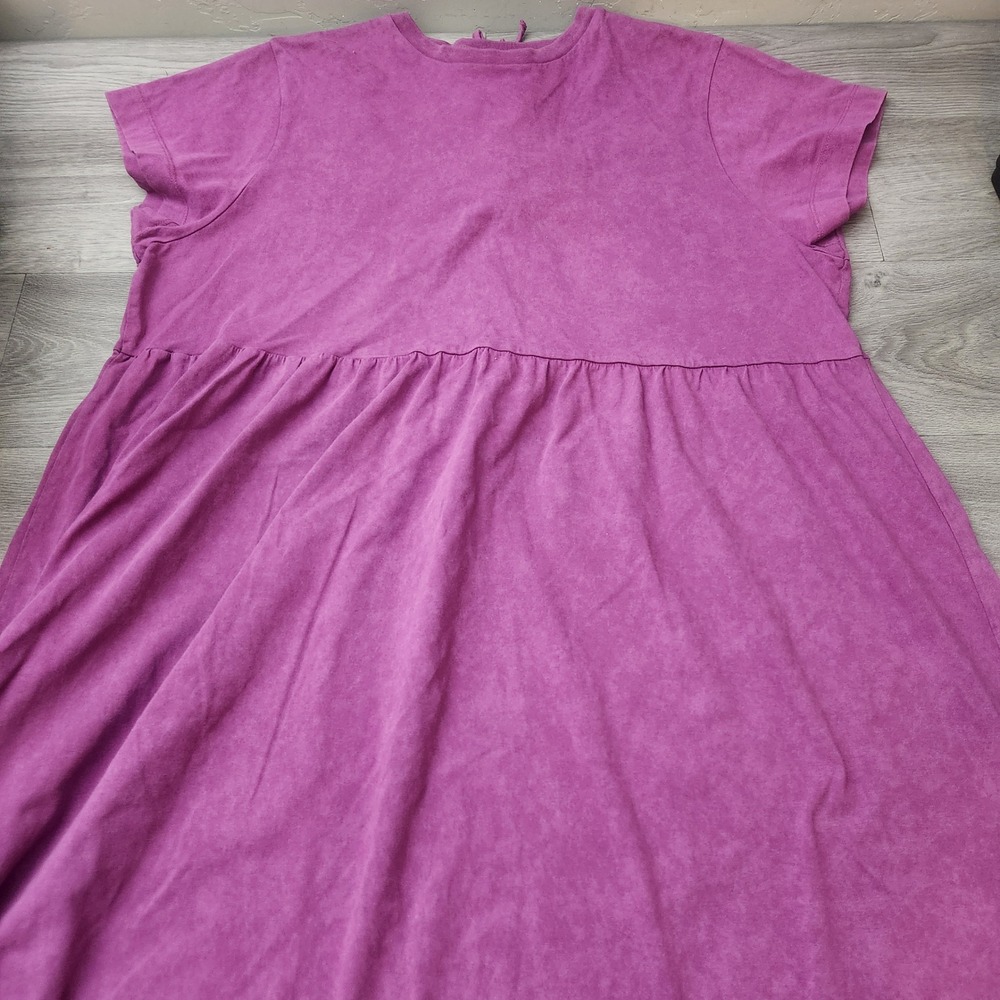 ASOS Curve Purple Maxi T Shirt Dress Size 18 Acid Wash Smock Tie Back Detail - Picture 13 of 13